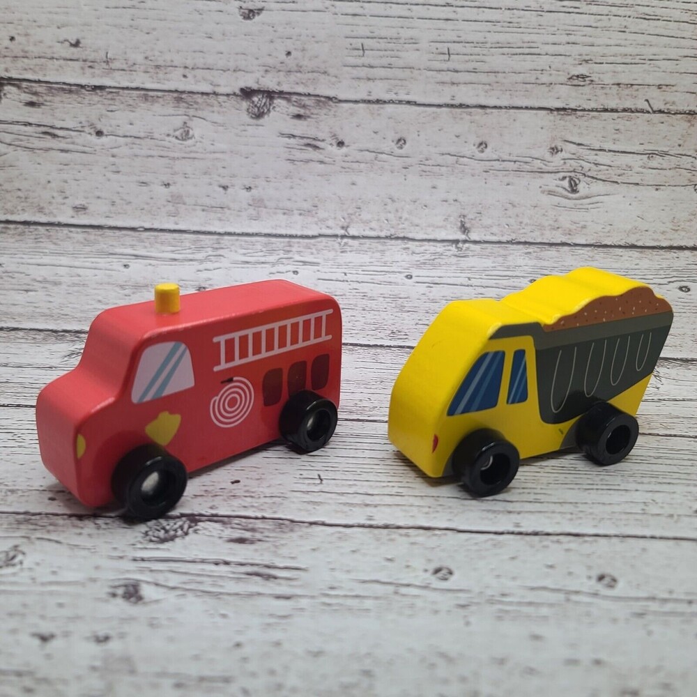 Wooden Toy Dump Truck Fire Truck Ankyo Toys Vehicles Lot of 2